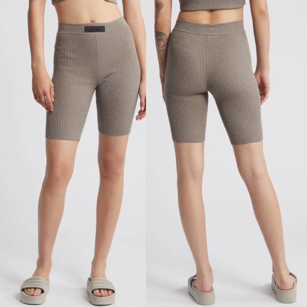 Fear of God Essentials Cotton Blend Rib Bike Shorts Heather Grey